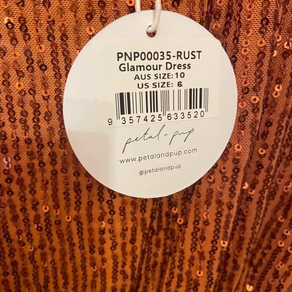 Short rust sequin dress